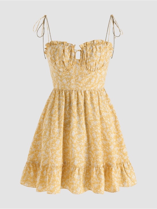 Cider Dresses & Skirts - Ditsy Floral Tie-Shoulder Mini Sundress M